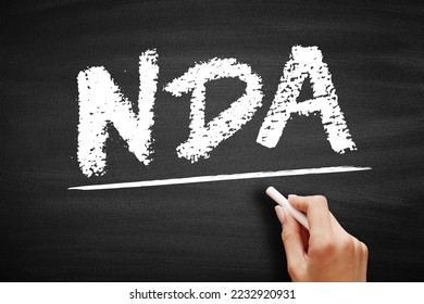 NDA Non-Disclosure Agreement - legal contract between two parties that outlines confidential material, acronym text on blackboard - Shutterstock ID 2232920931
