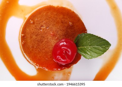 Neapolitan Flan With Caramel And Cherry