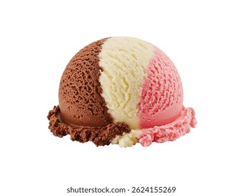 Cuchara de helado napolitano aislado sobre fondo blanco.