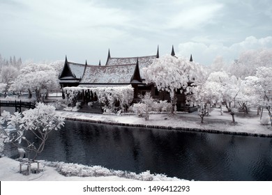 Near Infrared Temple In Thailand, Taken In Near Infrared