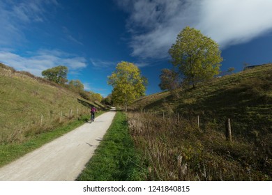 Near Tissington, Derbyshire, UK: October 2018: High Peak Trail Sustrans National Cycling Route 68