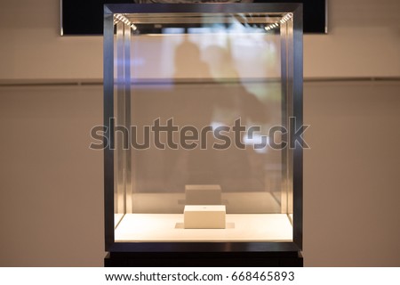 Neat cube empty glass showcase display