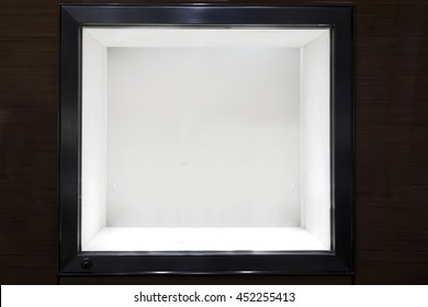 Neat Dark Wooden Empty Glass Showcase Display