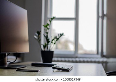 Image Homeoffice Interior Wood Desk Work Stock Photo 1329245399 ...