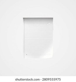 Neat stack of empty white paper sheets with ruled lines on a plain light surface.