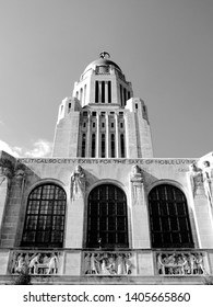 Nebraska State Capitol Building In Black And White