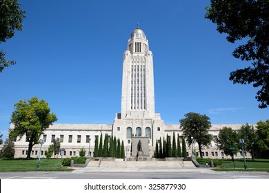 Nebraska State Capitol Building Located In Lincoln, Nebraska, USA.