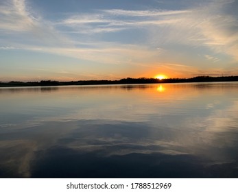 Nebraska Sunset Over The Lake