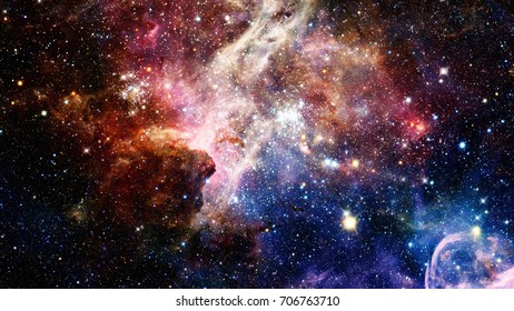 Nebula and galaxies in deep space. Elements of this image furnished by NASA.
