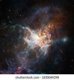 Nebula and galaxy. Deep space. Elements of this image furnished by NASA.