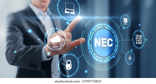NEC network equipment control system for IT infrastructure management with cloud and security icons