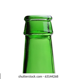 Neck of the beer bottle, isolated on white