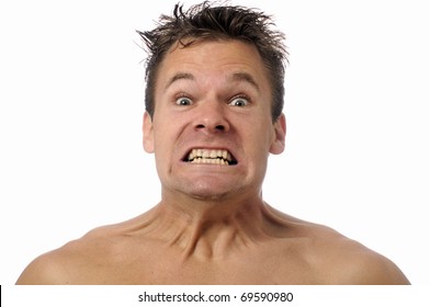 Neck ligaments revealed in man straining face