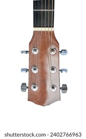 The neck of a six-string guitar, transparent background