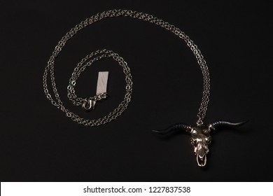 Necklace With Goat Skull, Gothic Jewelry