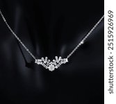 Necklace with natural diamond pendant for women in luxurious style on a clean background