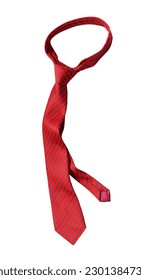 Necktie. Red silk necktie isolated on white background.