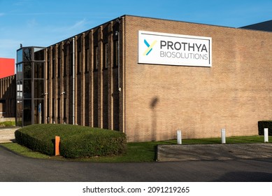 Neder-Over-Heembeek, Brussels, Belgium - 12 11 2021: Building of  the Prothya pharmaceutical industry plant