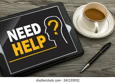 need help concept on tablet computer