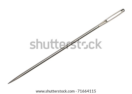 Needle (the tool for sewing) on an isolated white background.