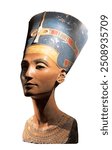 The Nefertiti Bust against black background. Copy. Isolated