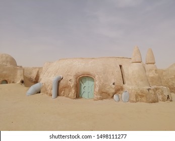 Nefta, Tunisia, North Africa. 06/11/2019. The Houses From Planet Tatouine - Star Wars Film Set. Decorations For Movie In The Sahara Desert.