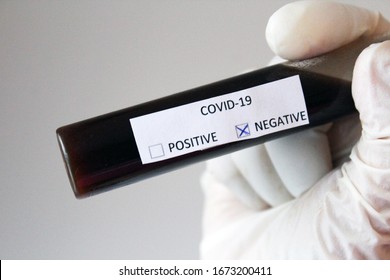 Negative blood test result for Coronavirus. Corona Virus 2019-nCoV blood sample in hospital.