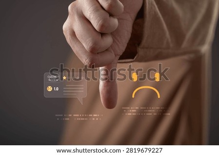 Negative customer feedback and poor service experience concept with low rating review and dissatisfied user. Customer satisfaction, complaint management, reputation risk and quality improvement.