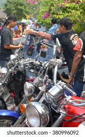 Negeri Sembilan, Malaysia - May,2015: Hundreds Of Motorcyclists Are Join A Charity Convoy At Jelebu, Negeri Sembilan. Organised By Local Bikers Club To Collect Some Money For Help Orphan House 