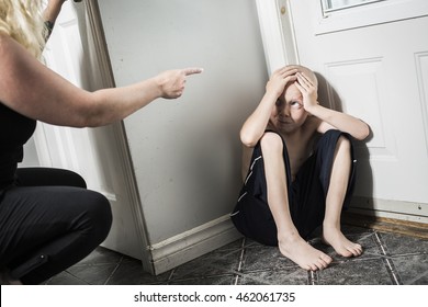 Neglected Lonely Child Leaning At The Wall