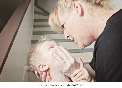 Neglected Lonely Child Leaning At The Wall