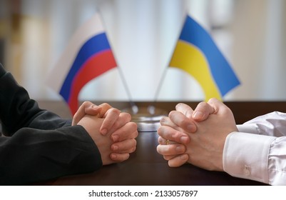 Negotiation between Ruassia and Ukraine. Diplomacy concept. - Shutterstock ID 2133057897