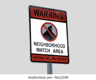 Neighborhood Crime Watch Sign At Residential District Georgia, USA.