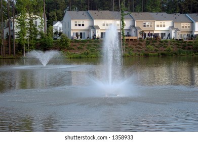 Neighborhood Pond With Fountain