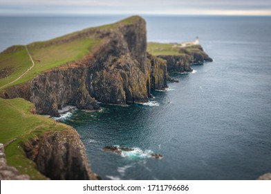 Neist Cliff panorama tilt shift effect, isle of Skye, Scotland. Concept: famous natural landscape, Scottish landscape, tranquility and serenity, power of the sea - Powered by Shutterstock