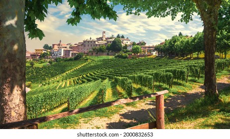 Neive village and Langhe vineyards, Unesco Site, Piedmont, Northern Italy Europe. High quality photo