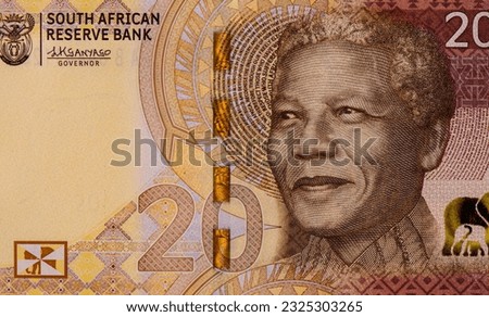 Nelson Mandela Portrait from South Africa 20 Rand 2023 Banknotes.  Stockfoto © 