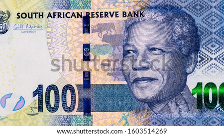 Nelson Rolihlahla Mandela., Portrait from South Africa 100 Rand 2012 Banknotes. 