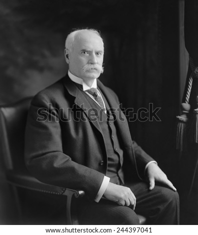 Nelson W. Aldrich 1841-1915 Republican Senator from Rhode island from 1881-1911 supported business interests and protective tariffs. Daughter married John D. Rockefeller Jr. Ca. 1900.