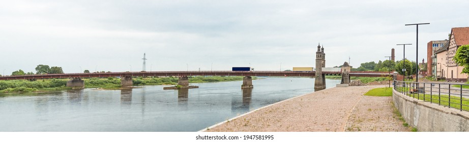 The Neman River, Along Which The Russian-Lithuanian Border Passes, In The City Of Sovetsk, Russia. Border Crossing Point On The Queen Louise Bridge. In The Background,