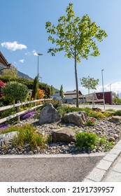 Nendeln, Liechtenstein, April 28, 2022 Beautiful Landscape On A Sunny Day In Spring Time