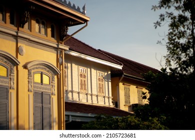 Neo Palladian Architecture Yellow Walls And Gray Window