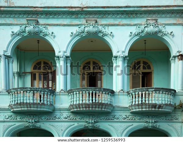 Neoclassical Balcony Column Mint Green Old Stock Photo 1259536993 ...