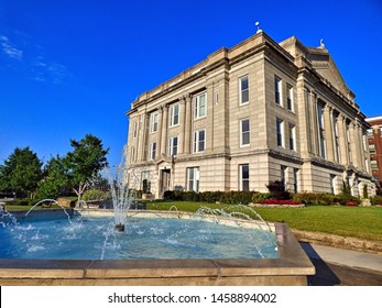 Neoclassical Designed Creek County Courthouse On Route 66 In Historic Downtown Sapulpa Oklahoma. Morning In Summer.