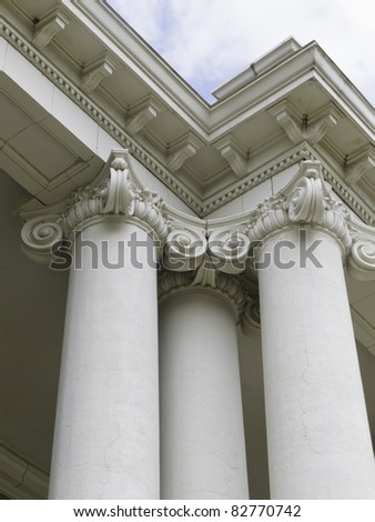 Neoclassical Ionic columns on historic building in Illinois