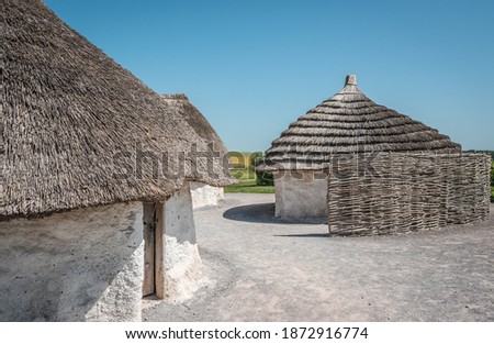 Neolithic Huts that Archaeologists Recreate nearby Stonehenge, Wiltshire, England, UK