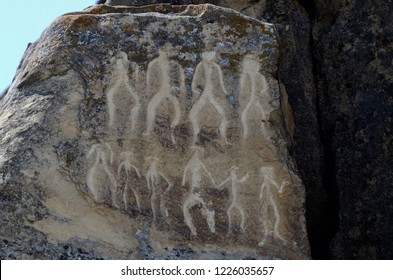 Neolithic Rock Paintings Of Gobustan, Depicting Dancing People, Azerbaijan,Caucasus,unesco Heritage Site