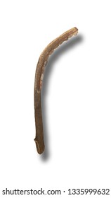 Neolithic Sickle Made With Silex Blades. The Sickle Influenced On The Neolithic Agricultural Revolution Deeply. Isolated Over White Background