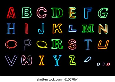 Neon Alphabet Letters. Set 2