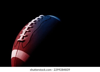 Neon American football ball close up on black background. Horizontal sport theme poster, greeting cards, headers, website and app - Powered by Shutterstock